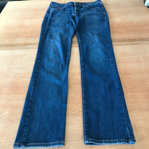 Spanx The Slim X Straight Jeans Women 29 Blue Mid Rise Medium Wash Sculpting - Picture 1 of 14